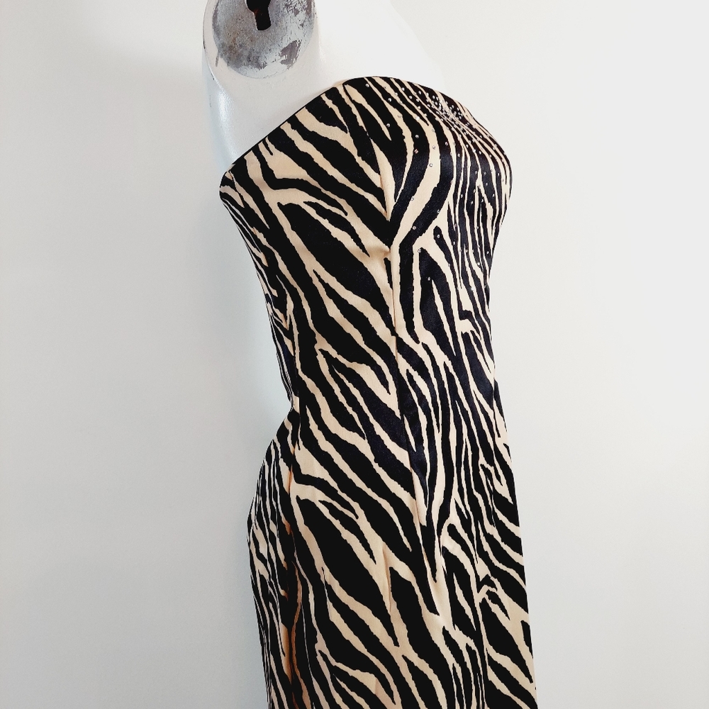 Vintage Gunne Sax Jessica McClintock dress Y2K animal Zebra Stripe sheath